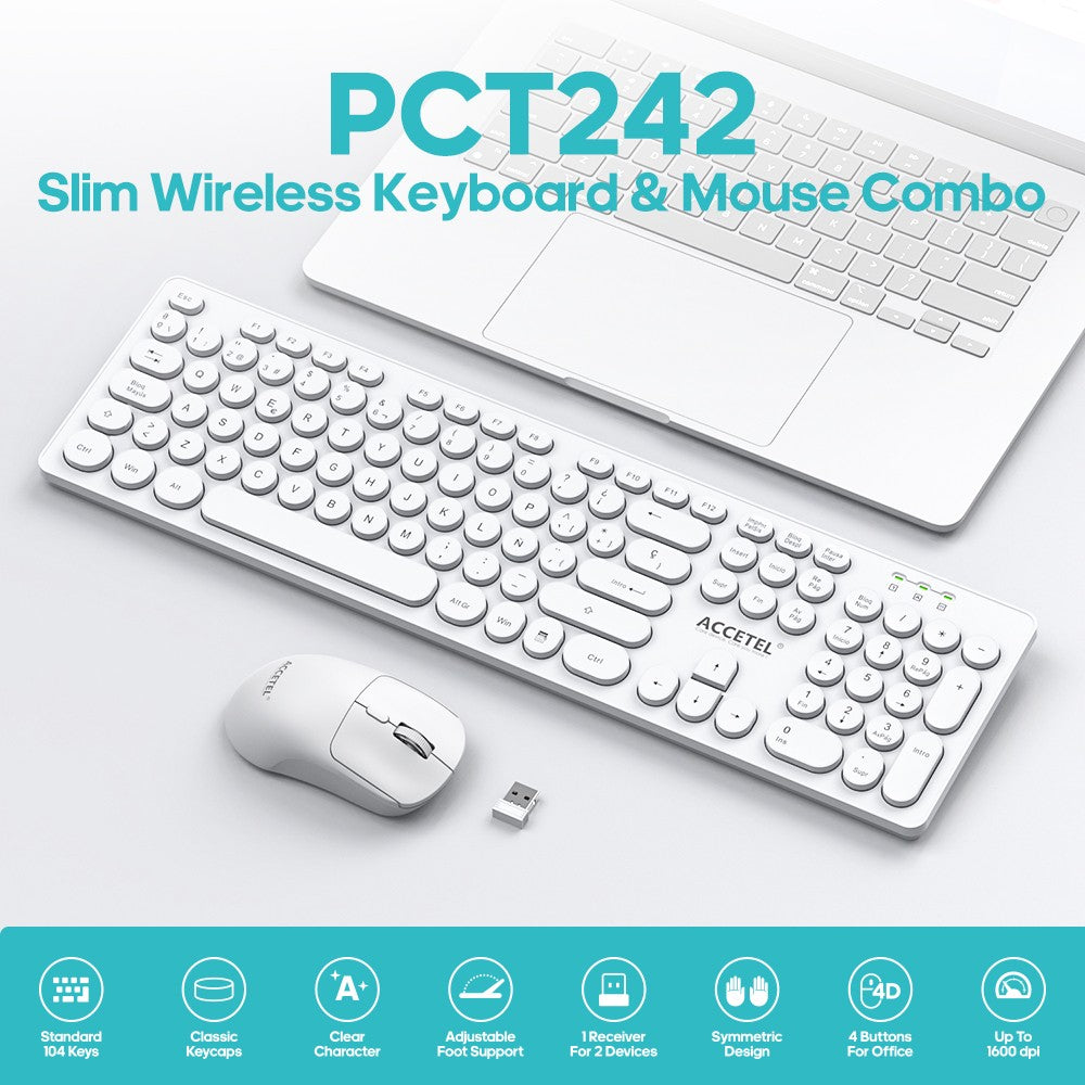 Combo de Teclado e Mouse Sem Fio - Branco (Espanhol)