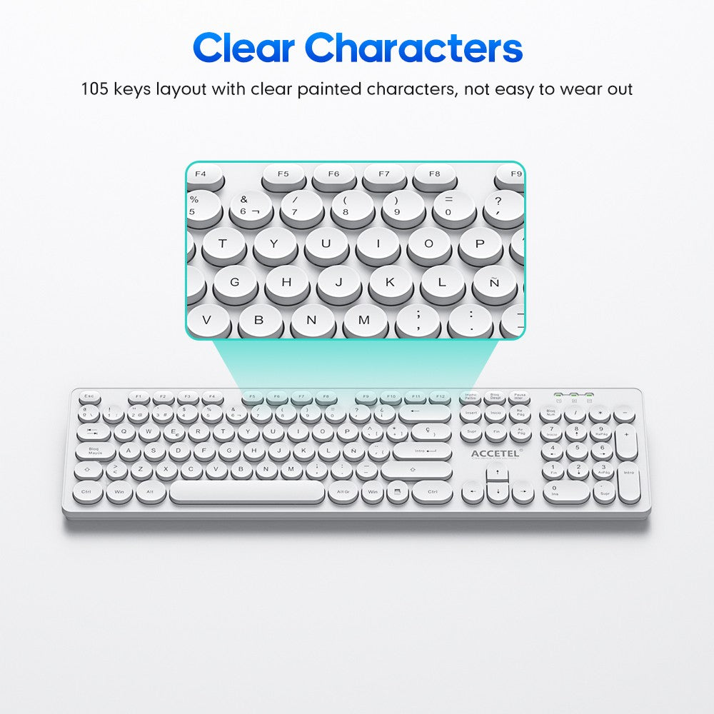 Combo de Teclado e Mouse Sem Fio - Branco (Espanhol)