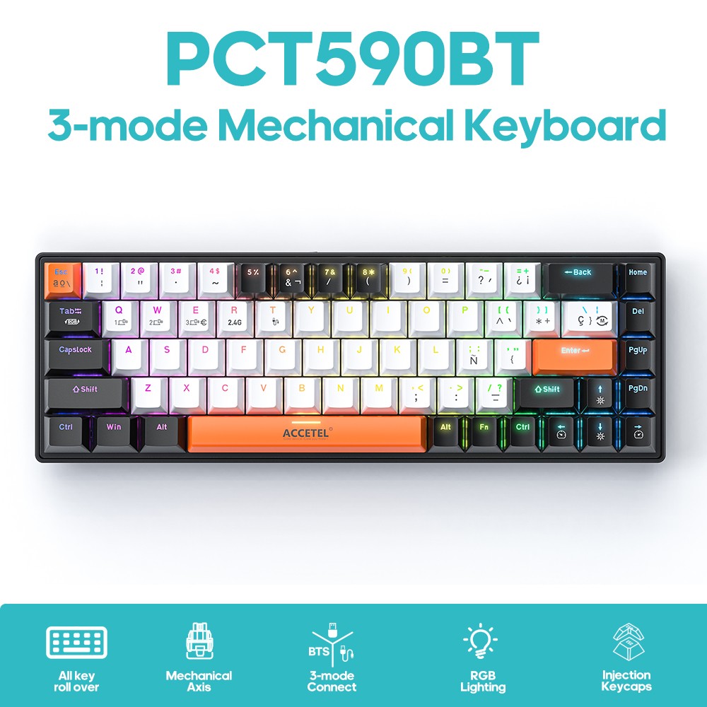 Teclado Mecânico Sem Fio - Branco (Espanhol)