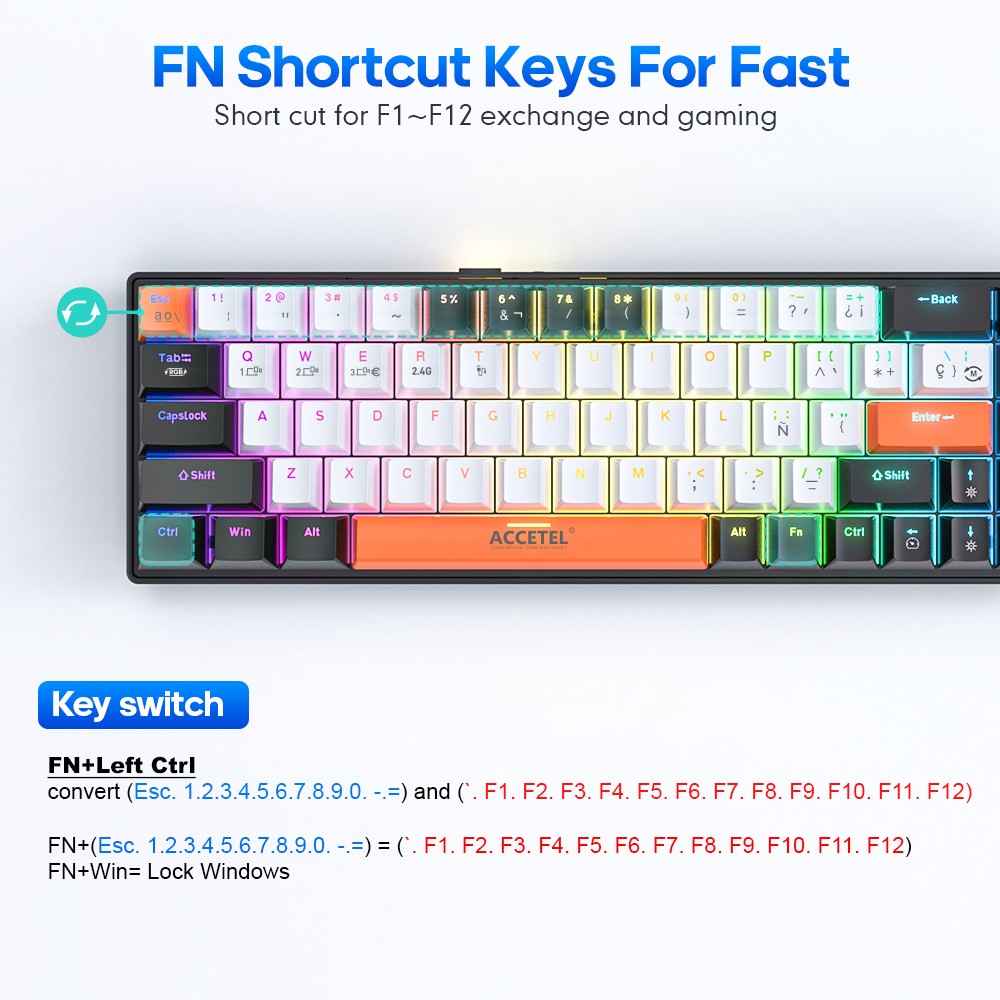 Teclado Mecânico Sem Fio - Branco (Espanhol)