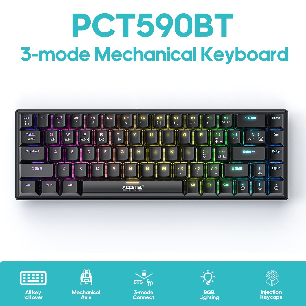 Teclado Mecânico Sem Fio - Preto (Português)