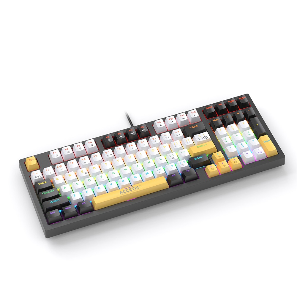 Teclado Mecânico com numérico - Branco/Amarelo (Espanhol)