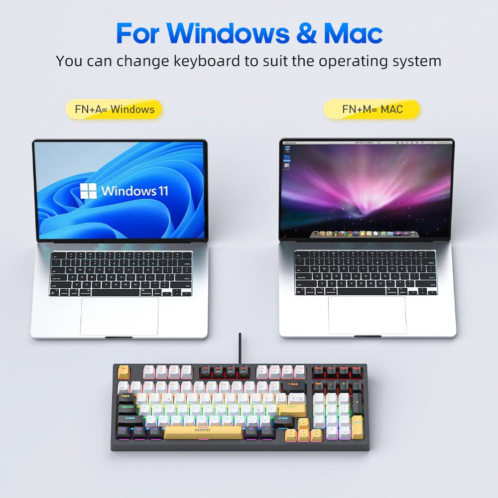 Teclado Mecânico com numérico - Branco/Amarelo (Espanhol)