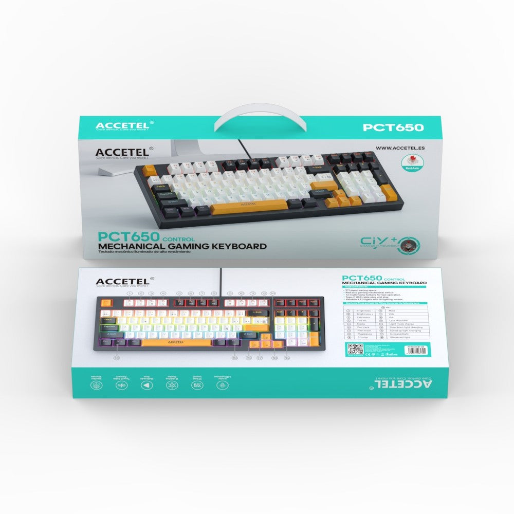 Teclado Mecânico com numérico - Branco/Amarelo (Espanhol)