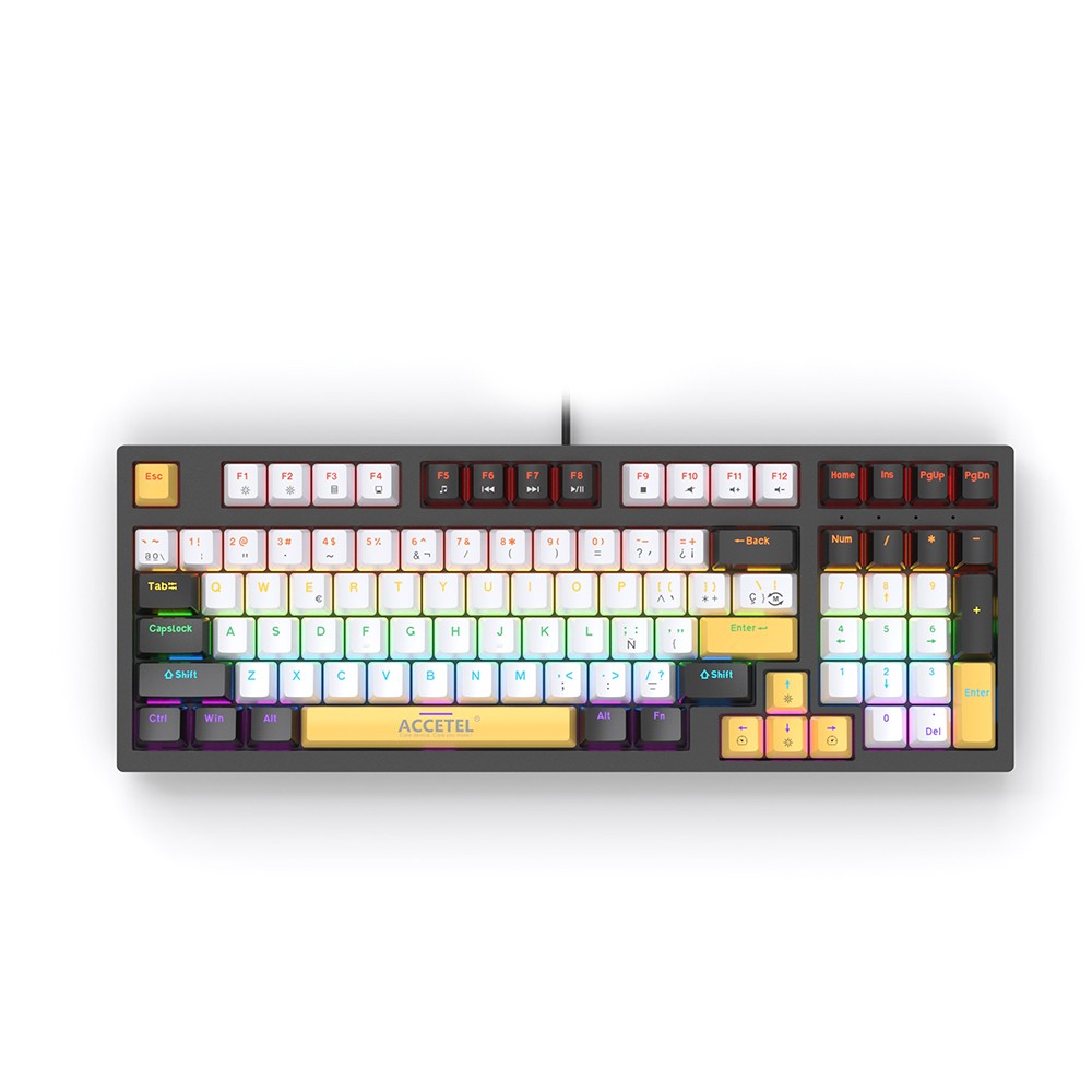 Teclado Mecânico com numérico - Branco/Amarelo (Espanhol)