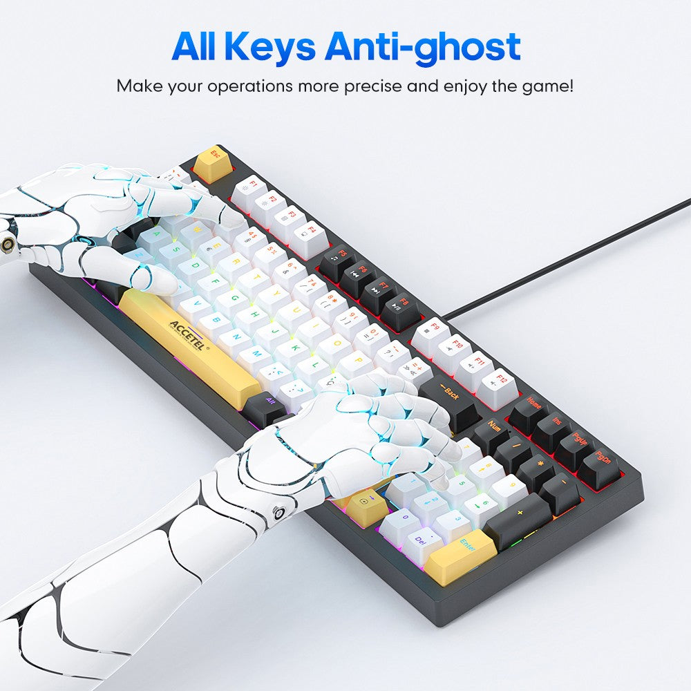 Teclado Mecânico com numérico - Branco/Amarelo (Português)