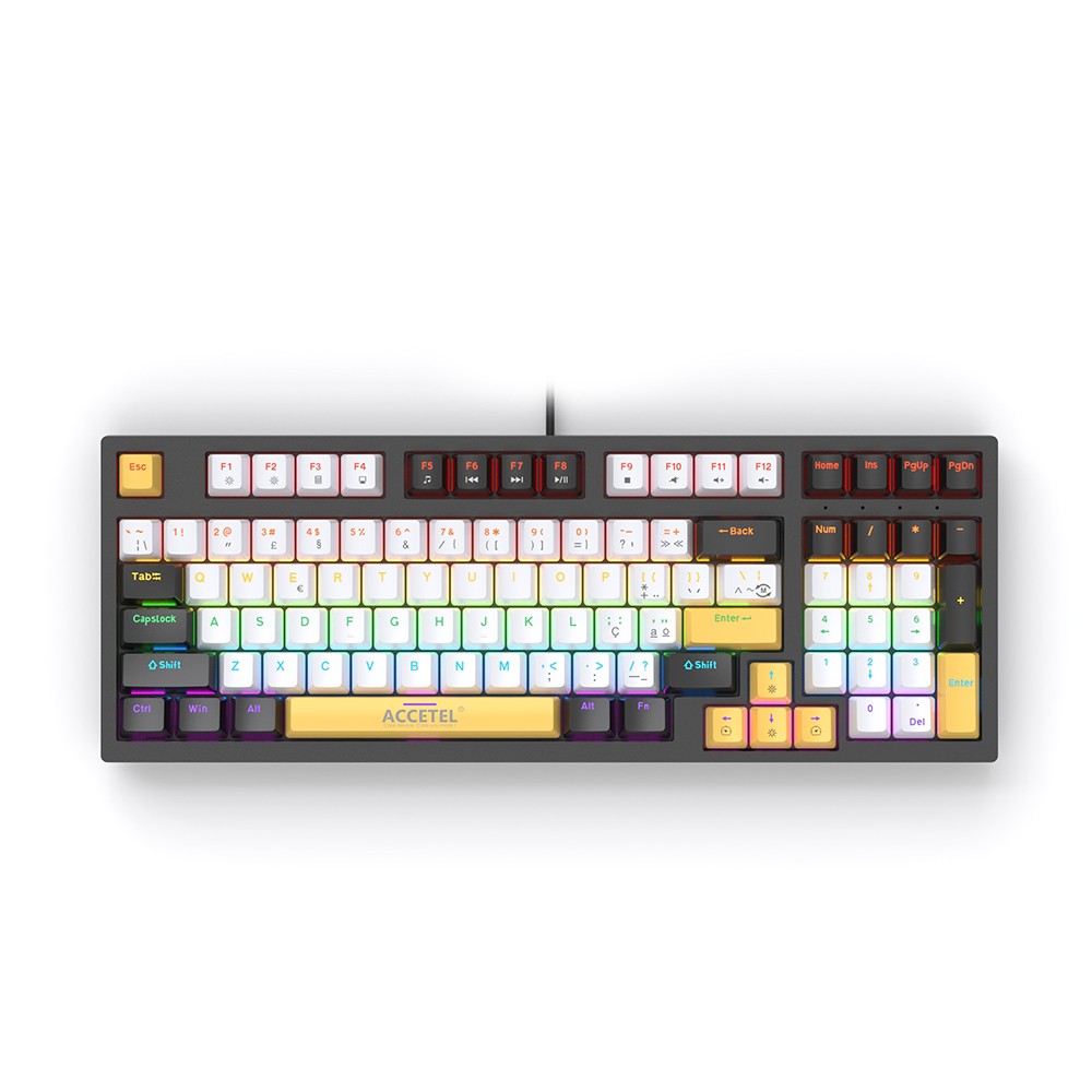 Teclado Mecânico com numérico - Branco/Amarelo (Português)