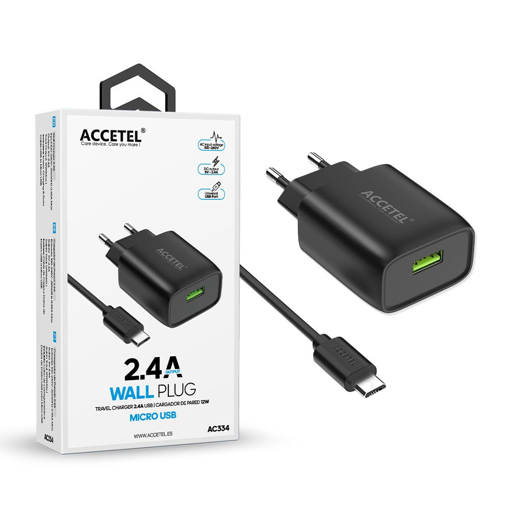 Carregador de Parede USB 2.4A - Cabo Micro USB
