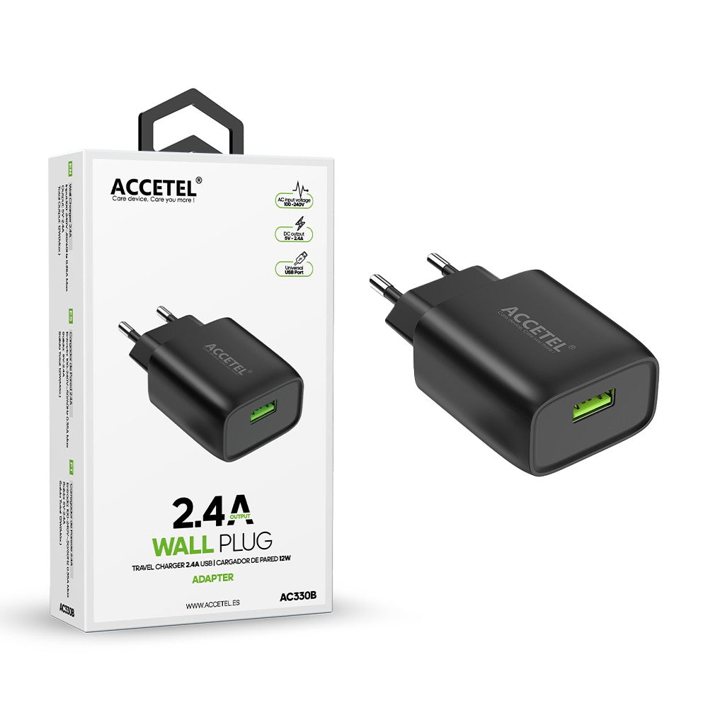 Carregador de Parede USB 2.4A Preto - Default Title