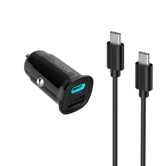 Carregador de Carro de Carga Rápida USB-C PD + USB-A QC Máx. 33W ? Cabo USB-C