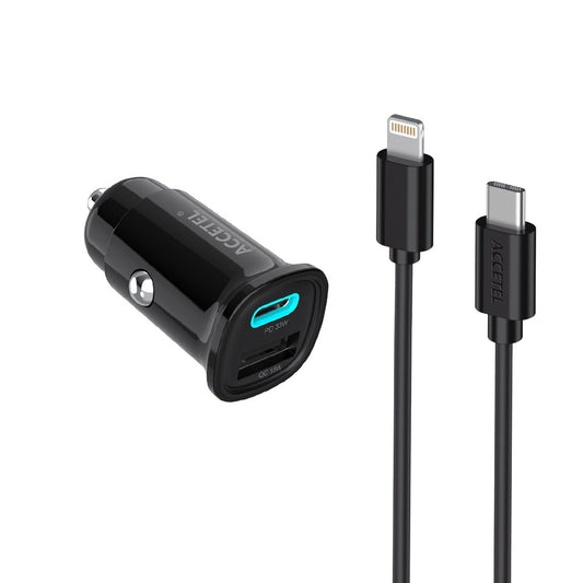 Carregador de Carro de Carga Rápida USB-C PD + USB-A QC Máx. 33W ? Cabo Lightning - Default Title
