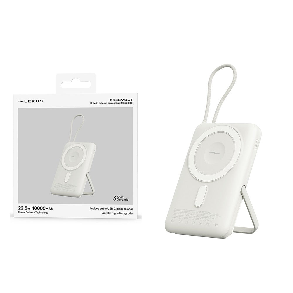 Lekus FreeVolt Carregamento Sem Fio MagSafe & Apple Watch 10000mAh 22.5W PD+QC3.0 com Display e Cabo USB-C Incorporado