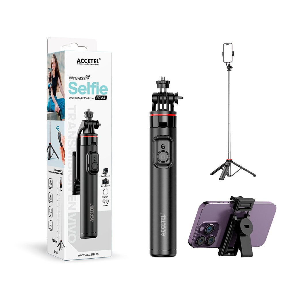 Selfie Stick Sem Fio com Tripé - Comprimento 1.32m