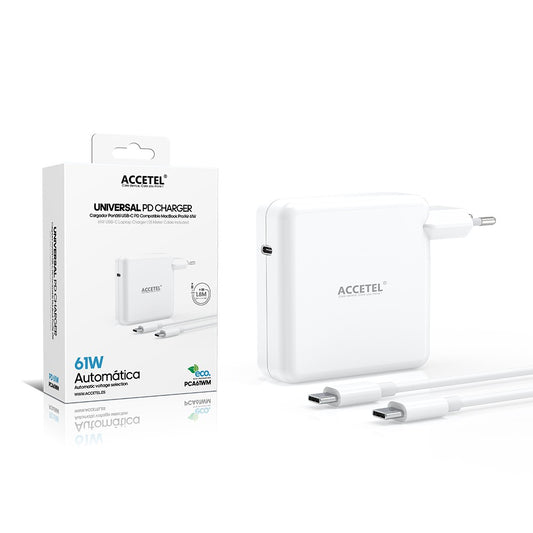 Carregador Portátil USB-C PD 61W Compatível com MacBook Pro/Air