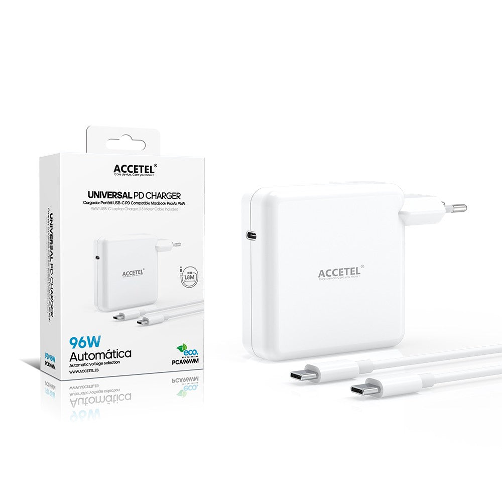 Carregador Portátil USB-C PD 96W Compatível com MacBook Pro/Air
