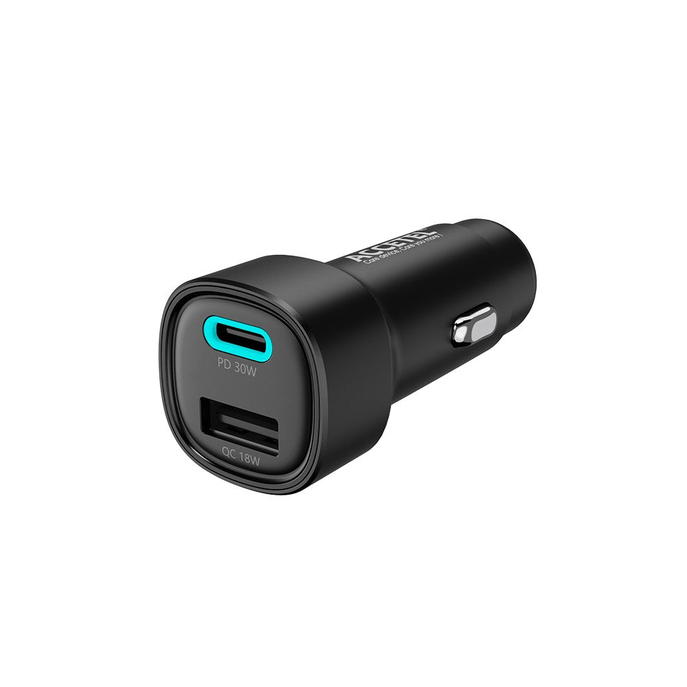 Carregador de Carro Carregamento Rápido Portas Duplas Tipo-C+USB-A PD Máx. 48W