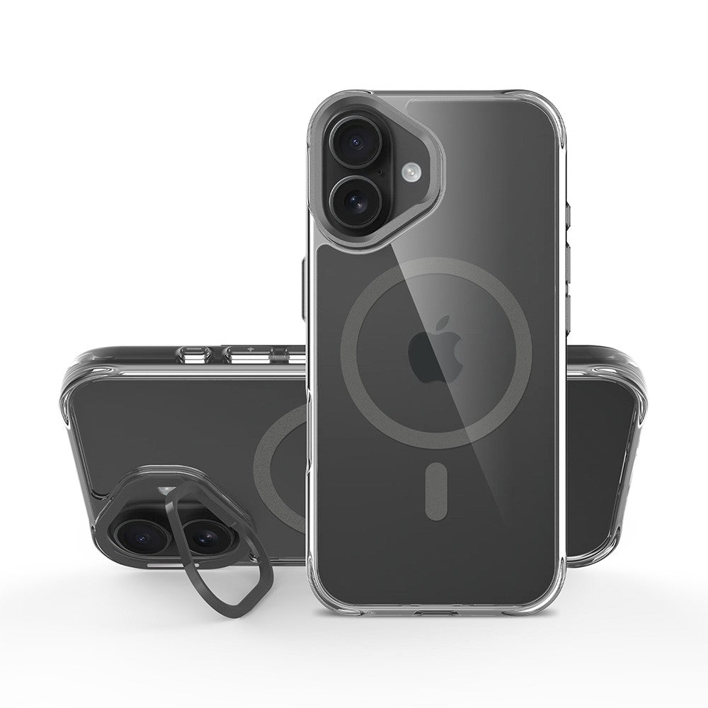 Capa Frame antichoque com aro de alumínio e MagSafe para iPhone 16 Plus - Cinza