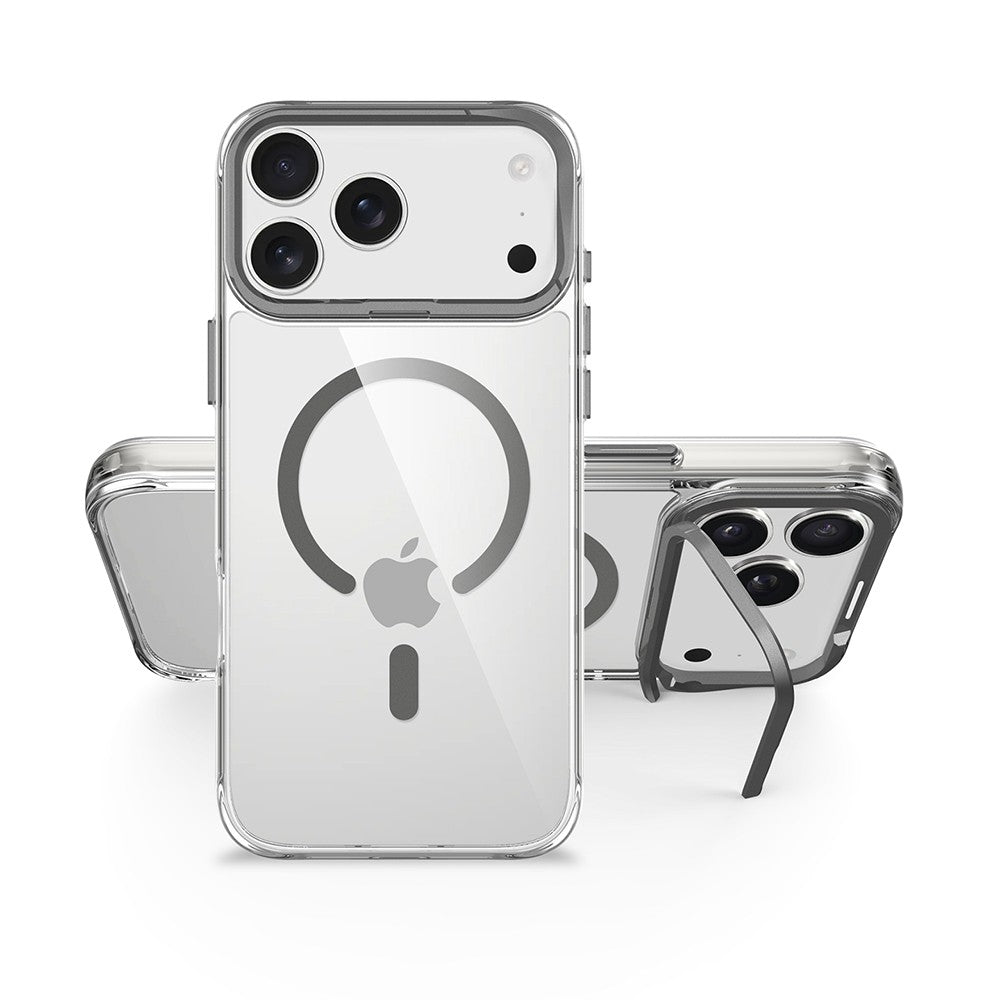 Capa Frame antichoque com aro de alumínio e MagSafe para iPhone 17 Pro Max - Cinza