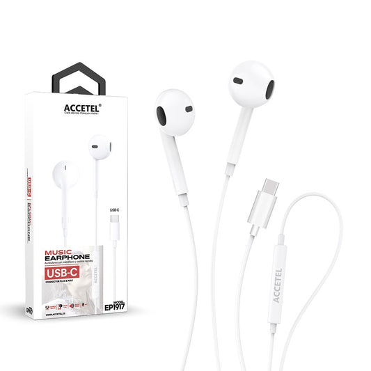 Auscultadores Estéreo Tipo-C com Microfone - Branco