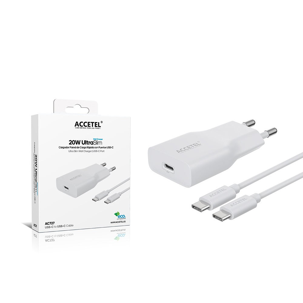 Carregador de Parede UltraSlim de Carga Rápida PD 20W - Cabo USB-C para USB-C