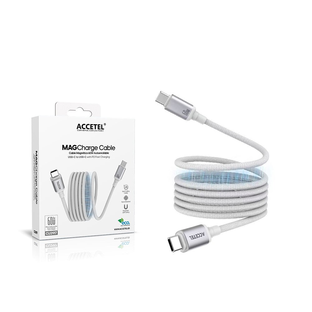 Cabo Magnético Enrolável USB-C para USB-C 60W ? 1 Metro