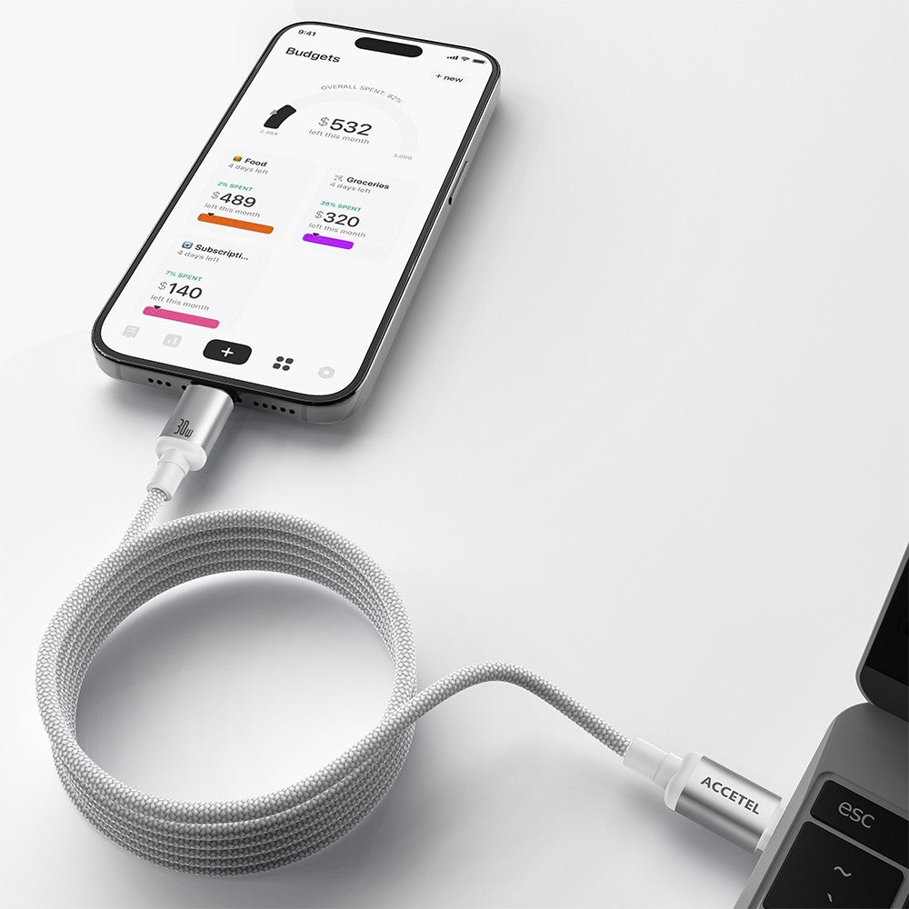 Cabo Magnético Enrolável USB-C para Lightning 30W ? 1 Metro