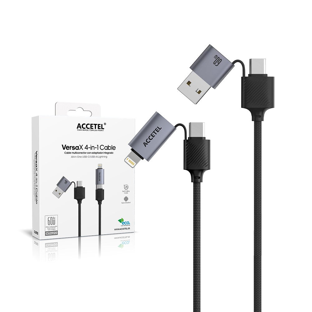 Cabo Multiconector 4 em 1 com Adaptador Integrado Max 60W ? 1.2 Metros