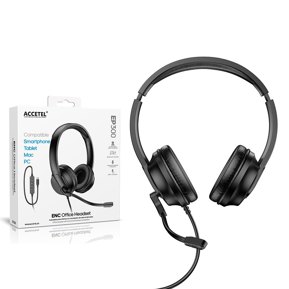 Headset de Escritório com Microfone ENC e Conexão USB-C