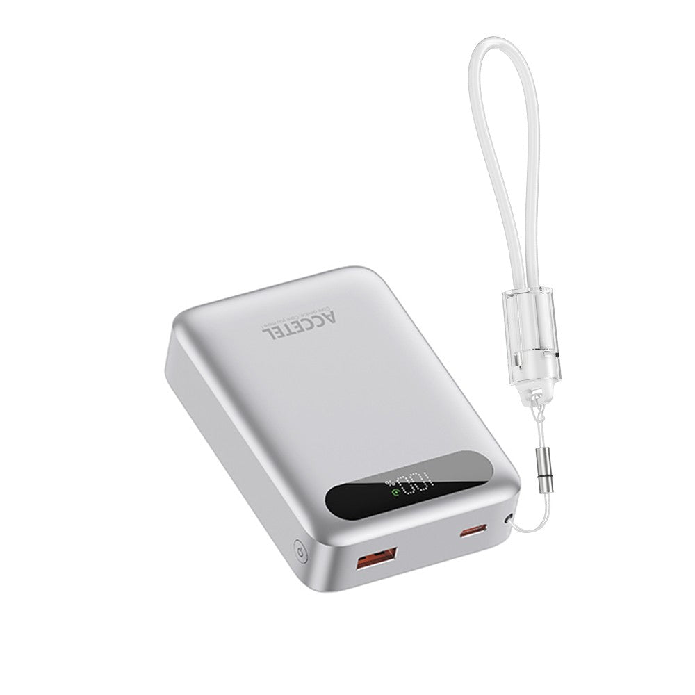 Bateria Externa de Carga Rápida 20000mAh 22,5W PD+QC3.0 com Tela Digital e Cabo USB-C Integrado
