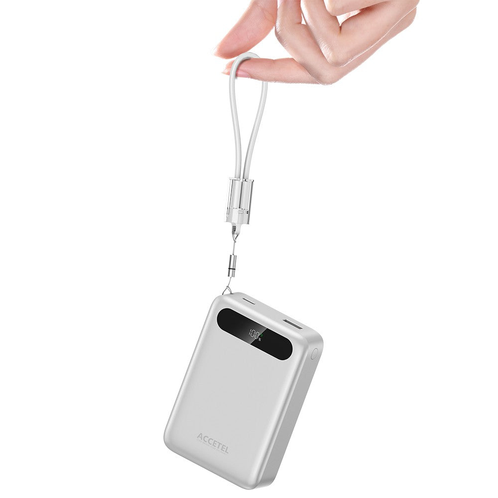 Bateria Externa de Carga Rápida 20000mAh 22,5W PD+QC3.0 com Tela Digital e Cabo USB-C Integrado - Default Title