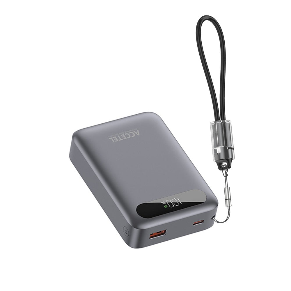 Bateria Externa de Carga Rápida 20000mAh 22,5W PD+QC3.0 com Tela Digital e Cabo USB-C Integrado