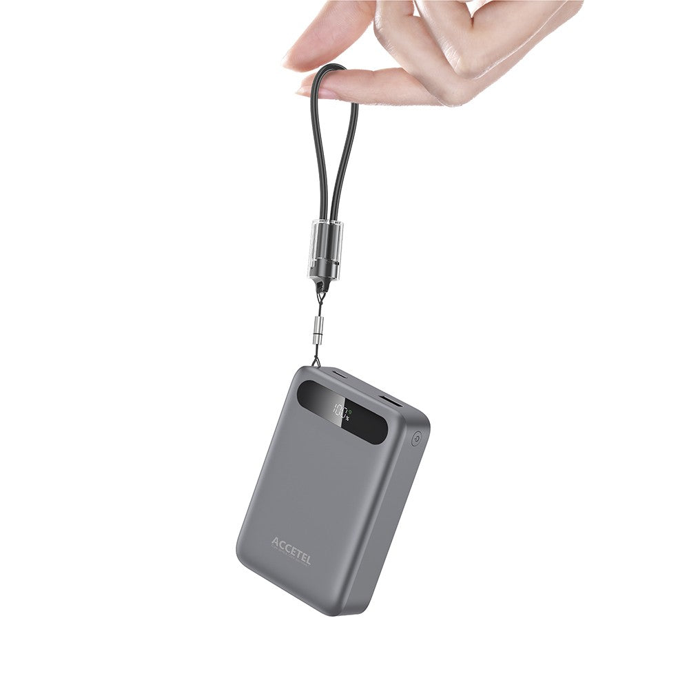 Bateria Externa de Carga Rápida 20000mAh 22,5W PD+QC3.0 com Tela Digital e Cabo USB-C Integrado - Default Title