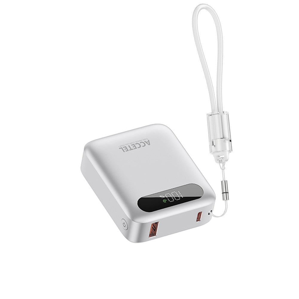 Bateria Externa de Carga Rápida 10000mAh 22,5W PD+QC3.0 com Tela Digital e Cabo USB-C Integrado