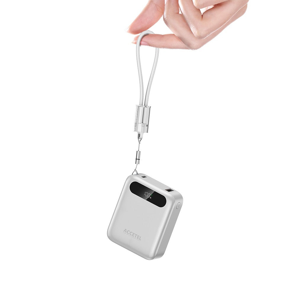 Bateria Externa de Carga Rápida 10000mAh 22,5W PD+QC3.0 com Tela Digital e Cabo USB-C Integrado - Default Title