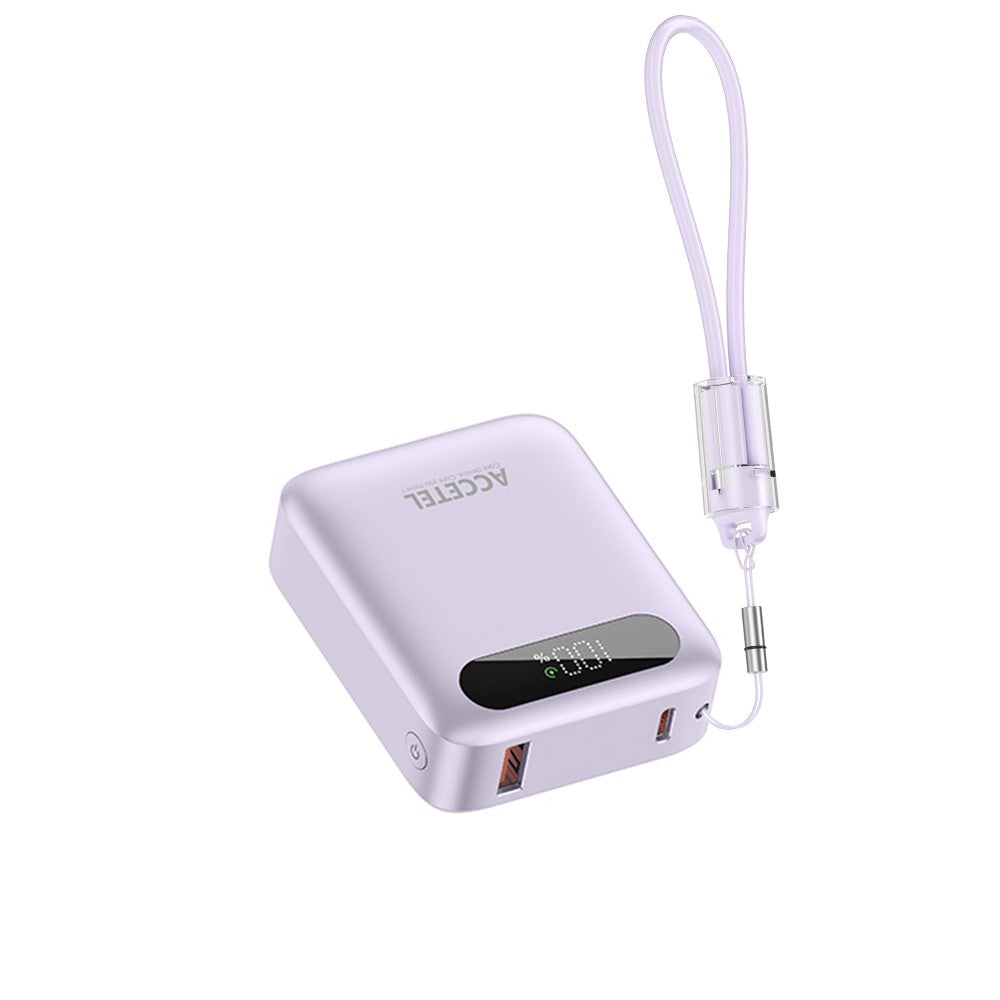 Bateria Externa de Carga Rápida 10000mAh 22,5W PD+QC3.0 com Tela Digital e Cabo USB-C Integrado