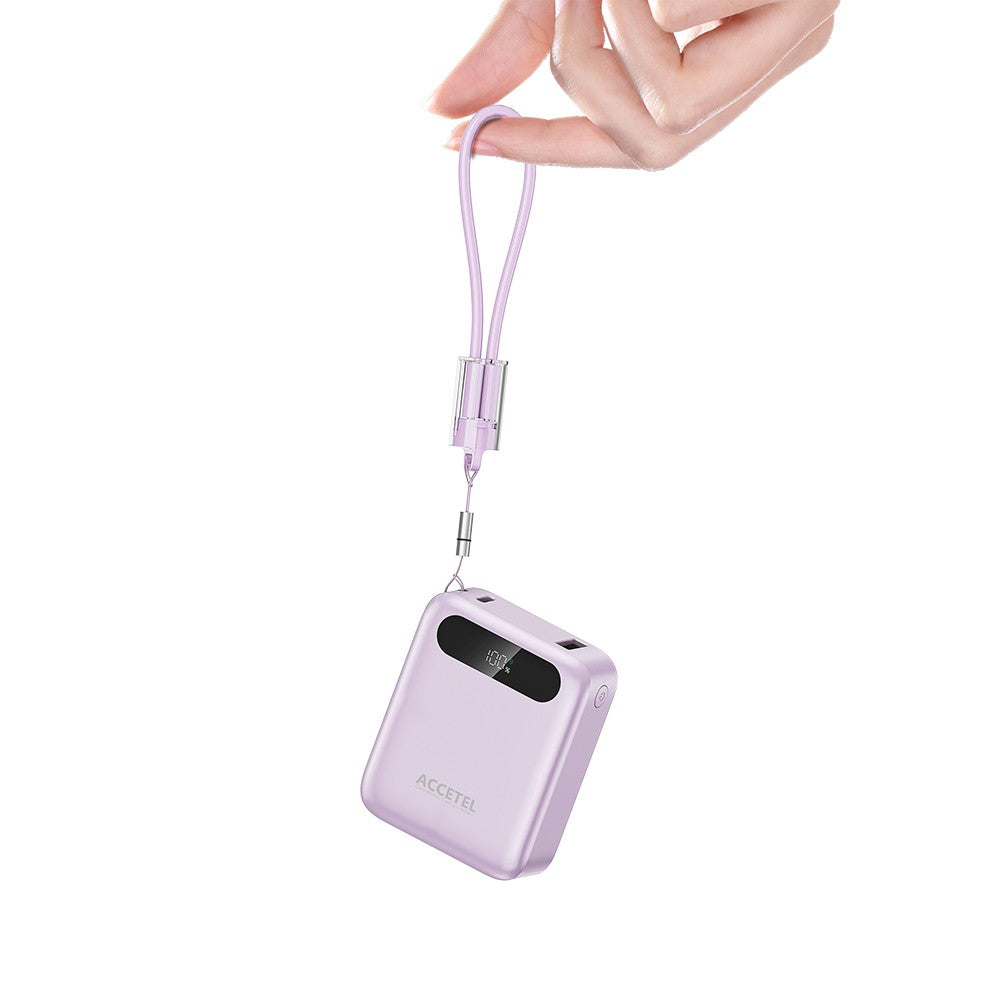 Bateria Externa de Carga Rápida 10000mAh 22,5W PD+QC3.0 com Tela Digital e Cabo USB-C Integrado - Default Title