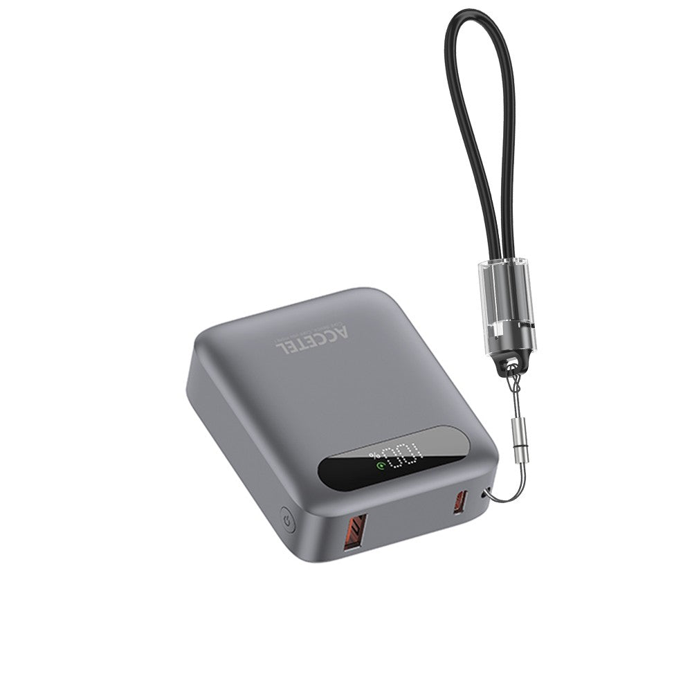 Bateria Externa de Carga Rápida 10000mAh 22,5W PD+QC3.0 com Tela Digital e Cabo USB-C Integrado