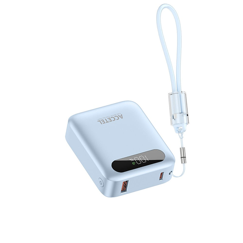 Bateria Externa de Carga Rápida 10000mAh 22,5W PD+QC3.0 com Tela Digital e Cabo USB-C Integrado