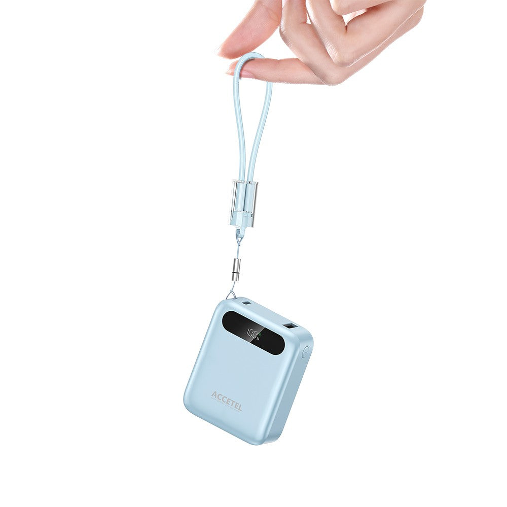 Bateria Externa de Carga Rápida 10000mAh 22,5W PD+QC3.0 com Tela Digital e Cabo USB-C Integrado - Default Title
