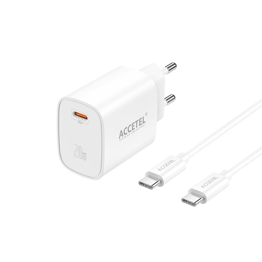 Carregador de Parede Carregamento Rápido USB-C PD 20W - Cabo Tipo-C para Tipo-C 1M - Default Title