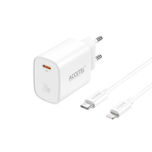 Carregador de Parede Carregamento Rápido USB-C PD 20W - Cabo Tipo-C para Lightning 1M - Default Title