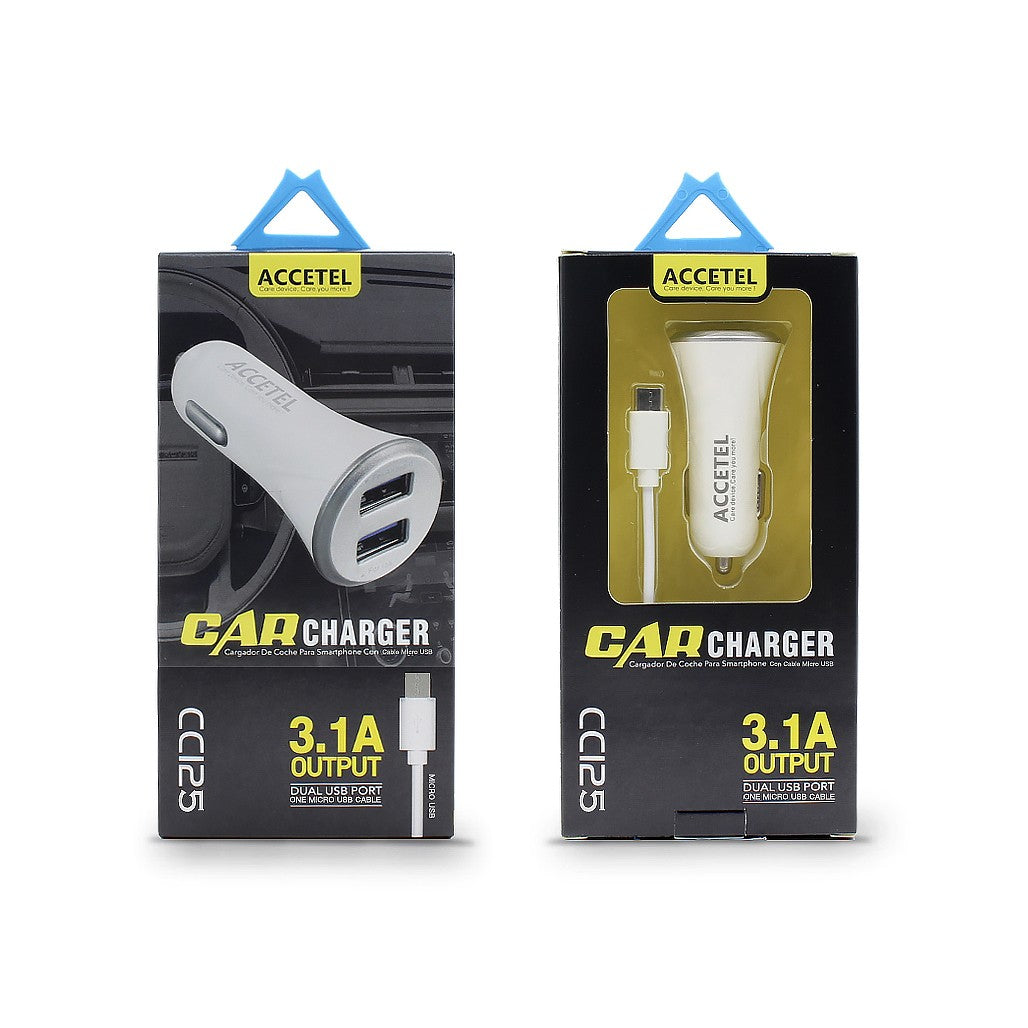 Carregador de Carro USB Duplo 3.1A - Micro USB