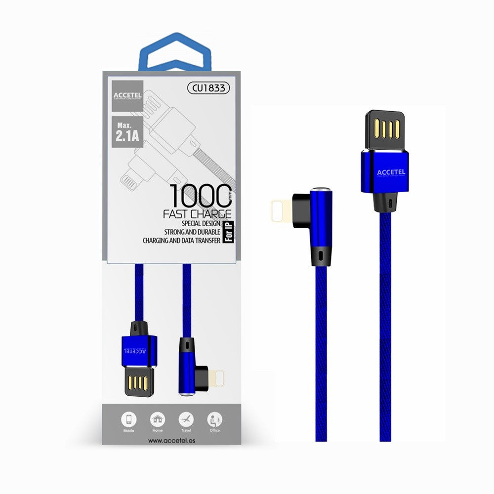 Cabo de Dados L Nylon 2.1A - Lightning Azul