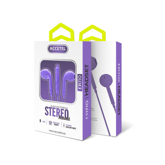 Auscultadores Estéreo com Microfone Roxo
