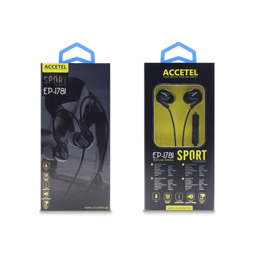 Auscultadores Estéreo Esporte 3.5mm com Microfone - Preto