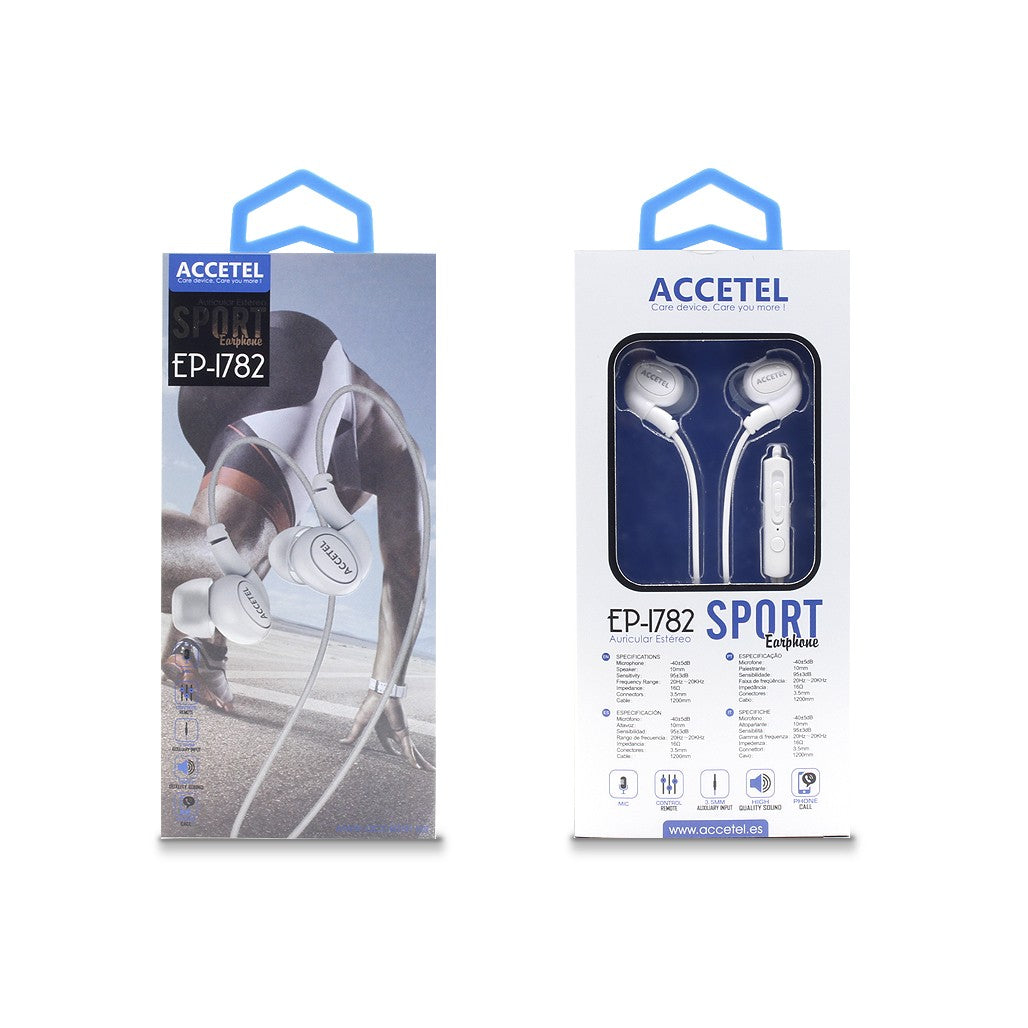 Auscultadores Estéreo Esporte 3.5mm com Microfone - Branco