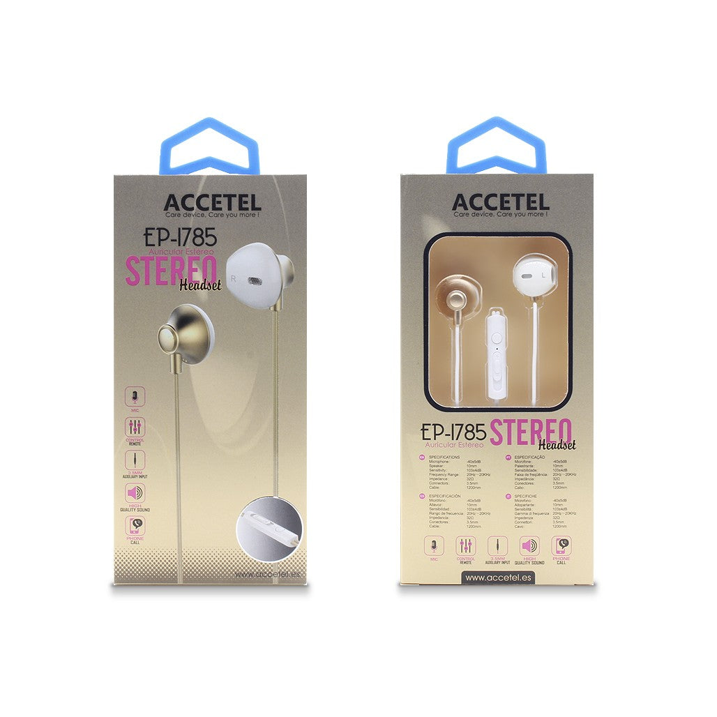 Auscultadores Estéreo 3.5mm com Microfone - Ouro