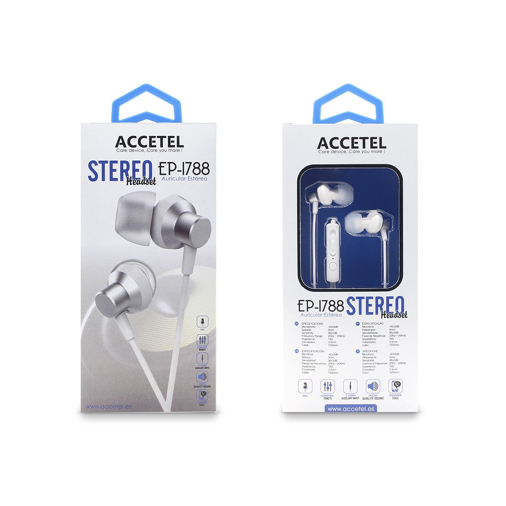 Auscultadores Estéreo 3.5mm com Microfone - Prata