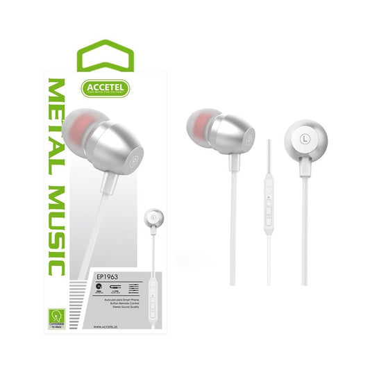 Auscultadores Estéreo 3.5mm com Microfone - Prata