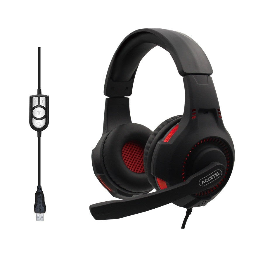 Auscultadores Estéreo Jogos LED 3.5mm com Microfone - Vermelho - Default Title
